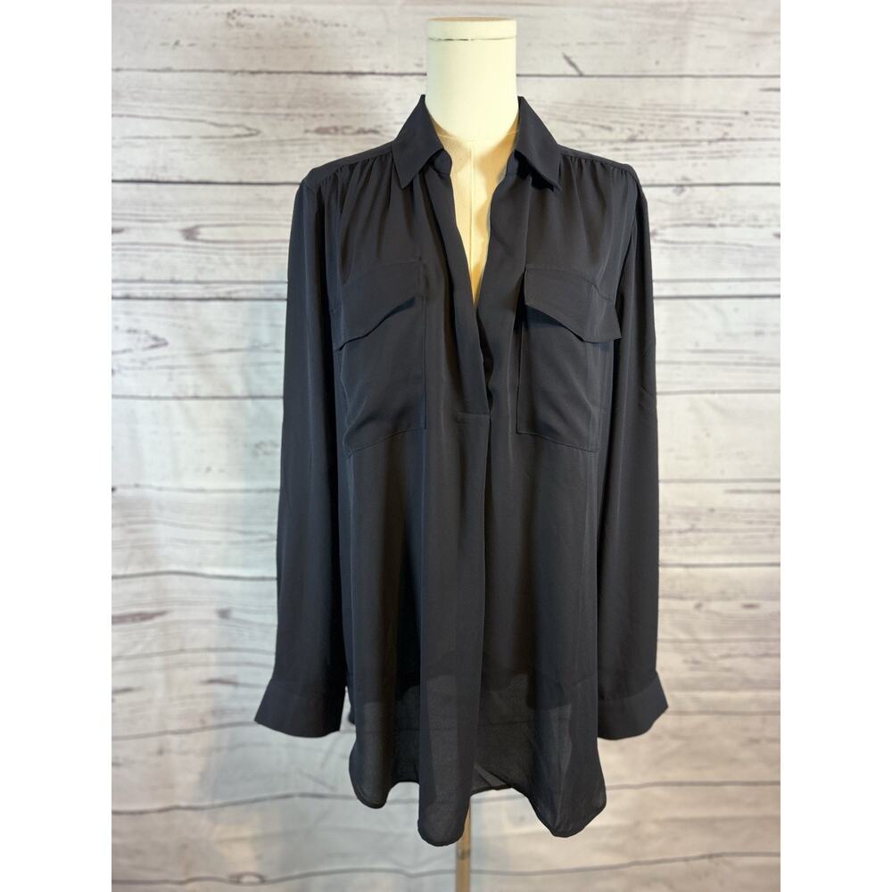NWT Ann Taylor Navy Blue Long Sleeve Blouse Women’s Size XL